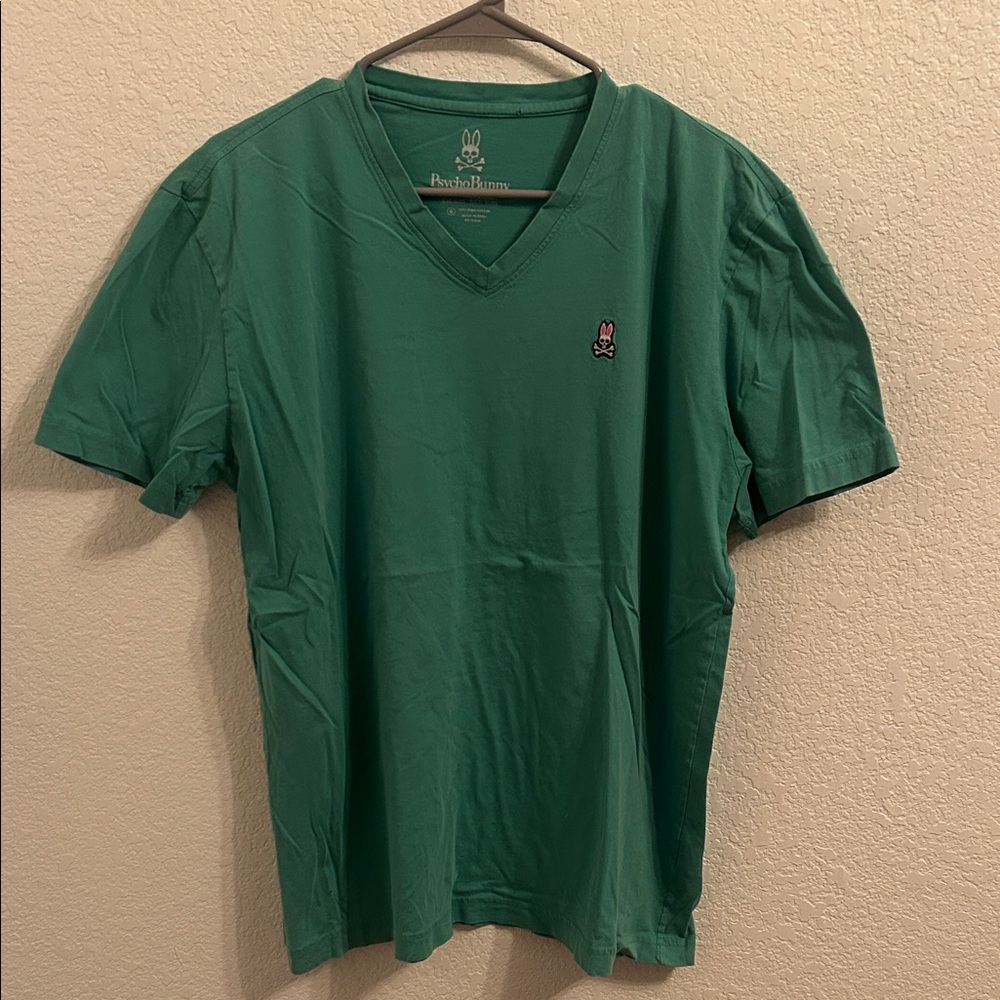 Psycho Bunny Men's Teal V-Neck Tee